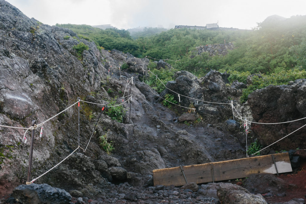 Hiking path on Mt. Fuji's Yoshida Trail. 