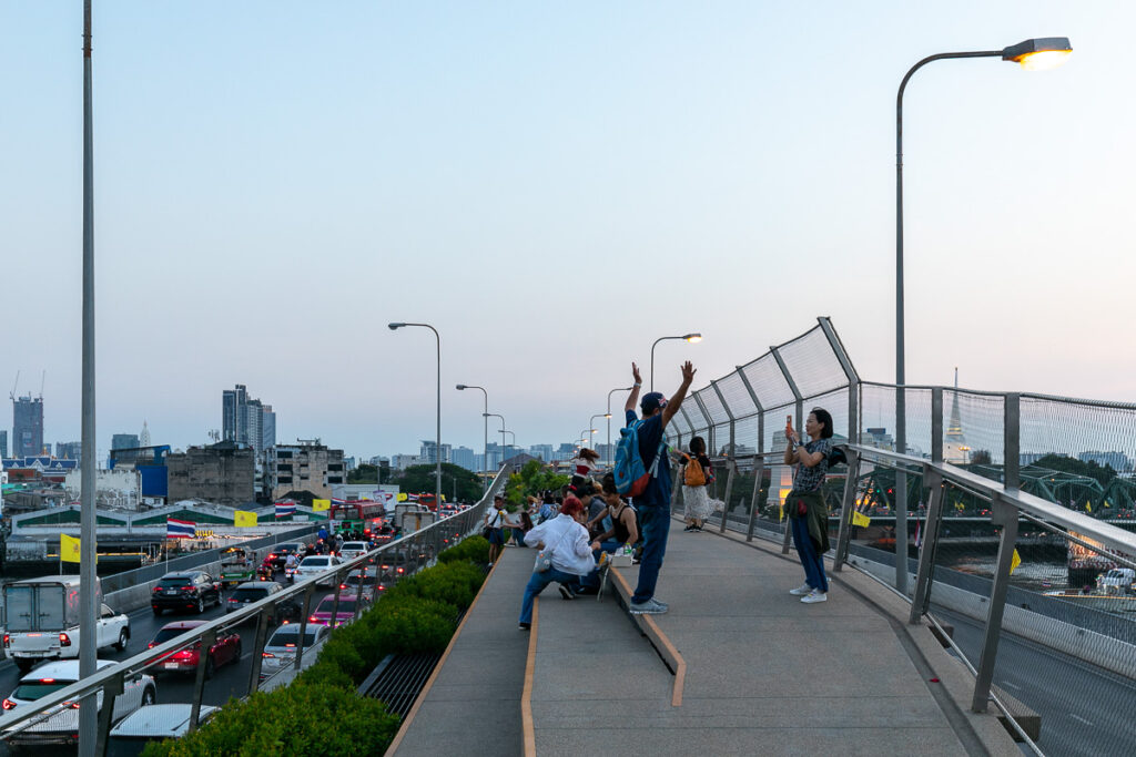 People enjoying sunset at Chao Phraya Sky Park